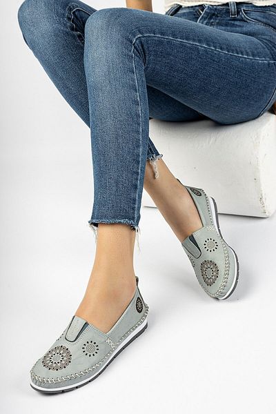 Deripabuc Genuine Leather Blue Women's Leather Casual Shoes Dp16-0066