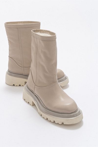 LuviShoes Dámské boty z pravé kůže Tali světle béžová