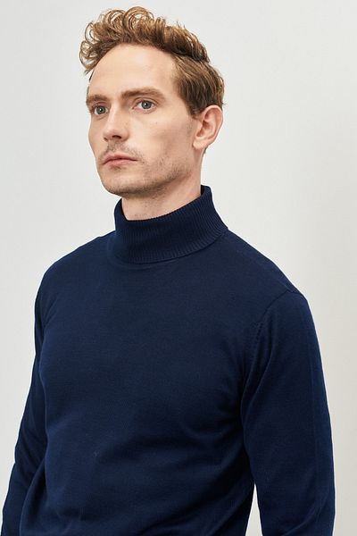 ALTINYILDIZ CLASSICS Чоловічий темно-синій трикотажний светр з водолазкою Yunlu зі стандартною посадкою, з повною водолазкою