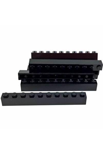LEGO Orjinal Aksesuar Custom Moc Creator Brick 1 X 10 Tuğla Siyah 4 Adet Gönd...