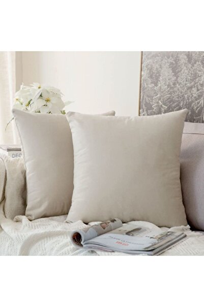 LadiesHome Dark Cream Color Premium Velvet Special Throw Pillow Cover 2-Piece...