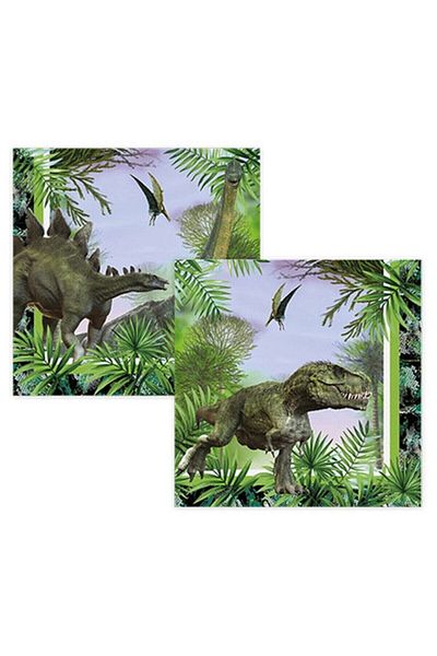 Parti dolabı Set of 16 Jurassic World Themed Napkins Wild Dinosaur Character Birthday Napkin 33x33cm
