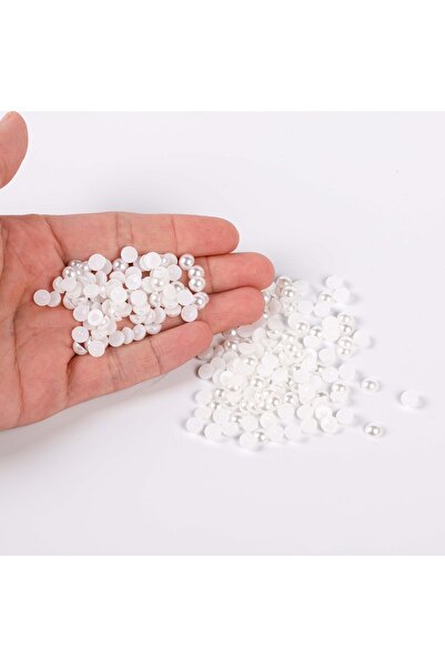 yfhobi 50 Gram- 6 Mm Yuvarlak Yarım Inci Boncuk, Beyaz Renk Yarım Inci Plasti...