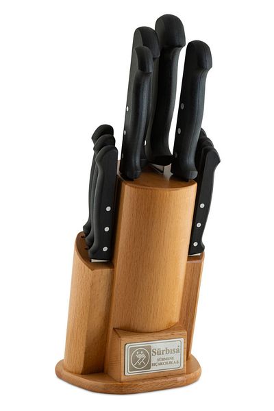 Sürbisa 10 Piece Special Handmade Real Surmine Steel Knife Set Non-Slip Pin Handle