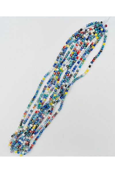 yiğit aksesuar Round Flower Patterned Glass Beads 1 Strand 6 mm