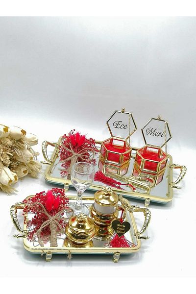 ZEKAAVM 2-Piece Promise Tray Groom's Coffee Engagement Tray