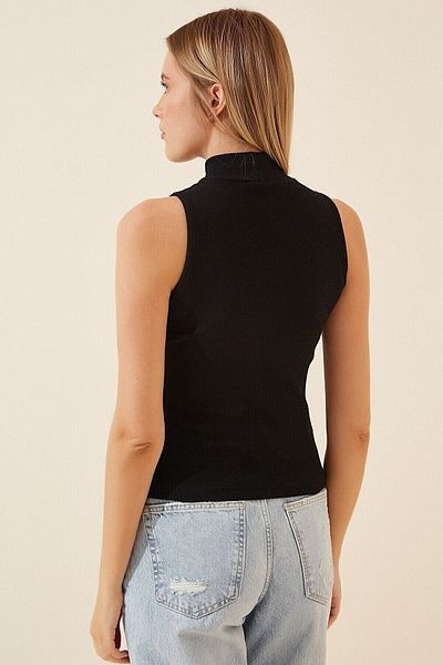 ZF BUTİK Women's Black and White Turtleneck Sleeveless 2-Pack Knitted Blouse