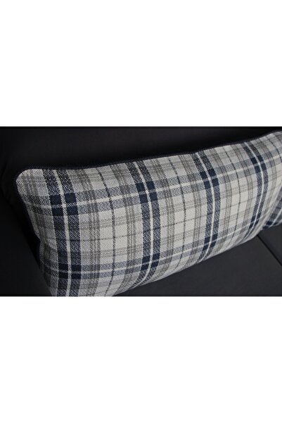 AYPETEKS Keten Ekose Çift Yüzlü Premium Koltuk Sırt Kırlenti Kanepe Minderi Sırt Yastık Kılıfı