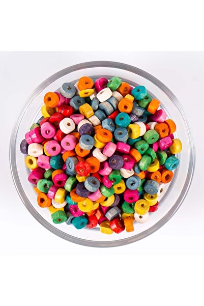 yfhobi 20 Gram - 6 Mm Yassı Silindir Ahşap Boncuk, Karışık Renk Tahta Boncuk,...