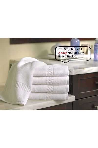 MEŞELİ TEKSTİL 2 Pieces Ultra Luxury Elite Hotel Bath Towel Checker Pattern 70x140 650 Gr