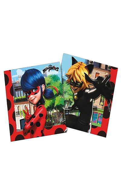 Parti dolabı Set of 20 Miraculous Ladybug and Cat Noir Napkins Miraculous Lady Bug Party Napkin 33x33cm
