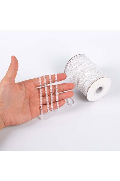 yfhobi 2 Metre- 4 Mm Şerit Yarım Inci Boncuk, Beyaz Renk Şerit Yarım Inci Pla...