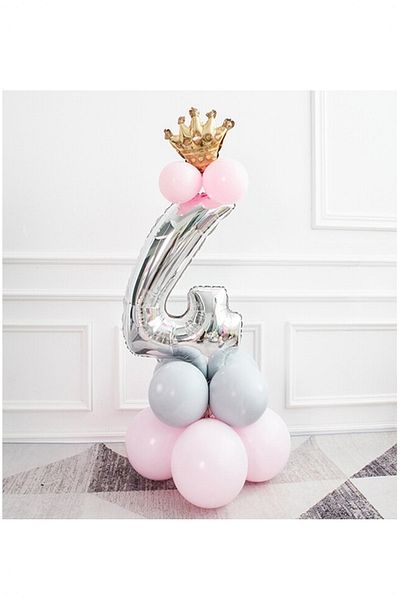 BİDOLUMUTLULUK King Crowned Silver Balloon Set Birthday Party