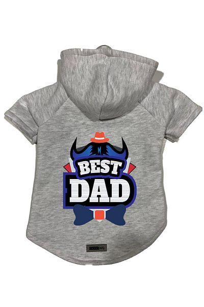 Monopetz Hooded Fleece Sweatshirt Dog And Cat Outfit & Dress - Gray Best Dad