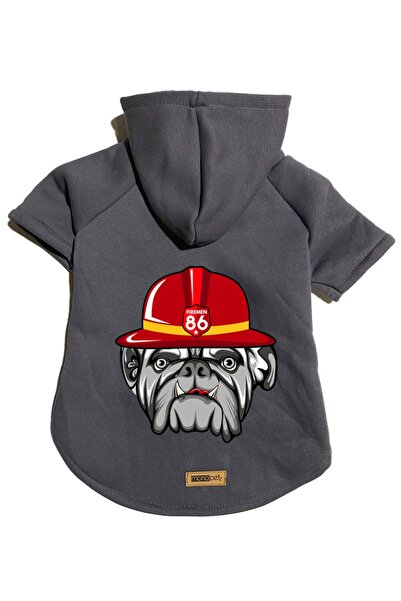 Monopetz سويت شيرت من الصوف بغطاء للرأس ملابس للكلاب والقطط - أنثراسايت فايرم...