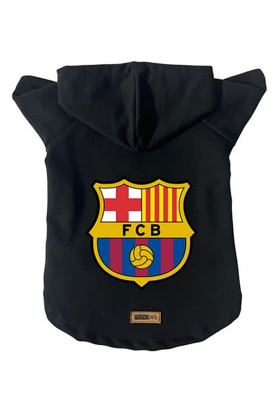 Monopetz Hooded Fleece Sweatshirt Dog And Cat Outfit & Dress - Black Barcelona - Size L