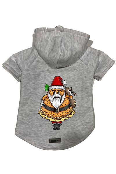 Monopetz Hooded Fleece Sweatshirt Dog And Cat Outfit & Dress - Gray Pizza Dad