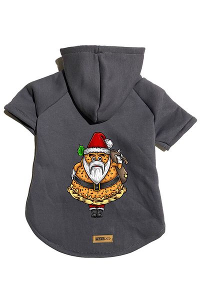 Monopetz Hooded Fleece Sweatshirt Dog And Cat Outfit & Dress - Anthracite Pizza Dad