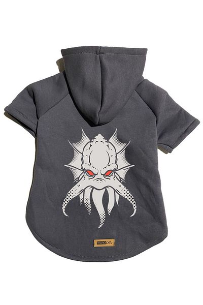 Monopetz Hooded Fleece Sweatshirt Dog And Cat Outfit & Dress - Anthracite Flying Monster