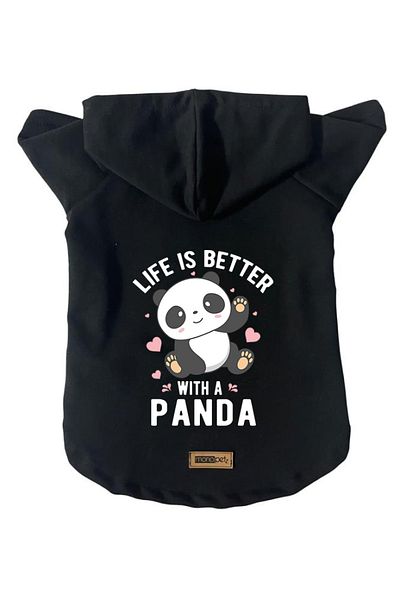 Monopetz Hooded Fleece Sweatshirt Dog And Cat Outfit & Dress - Black Panda