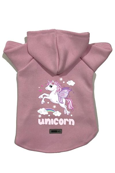 Monopetz Pink Unicorn Print Hooded Fleece Sweatshirt and Outfit - Size XS