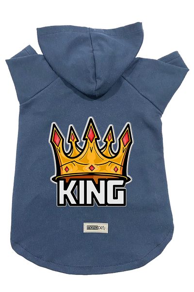 Monopetz Hooded Fleece Sweatshirt Dog And Cat Outfit & Dress - Navy Blue King - Size Xs