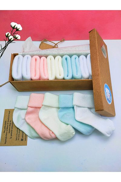 Akface Soft Colored Organic Girl Newborn Baby Socks 0-6 Months