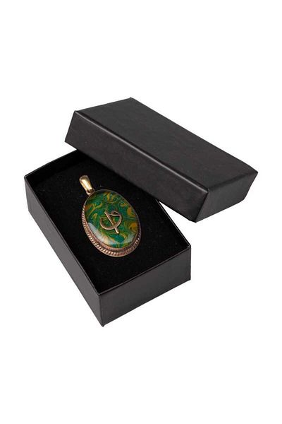 Hayrat Neşriyat Marbled Elif-vav Handcrafted Authentic Resin Necklace Cevşen (1766-1)