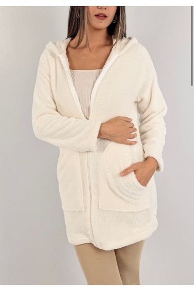 kokoshe White Hooded Soft Coat