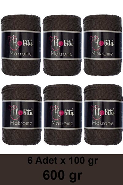 Hobitu Yarns Hobitu Polyester Makrome Ipi 2mm - 100gr/140metre - 600gr (6 ADE...