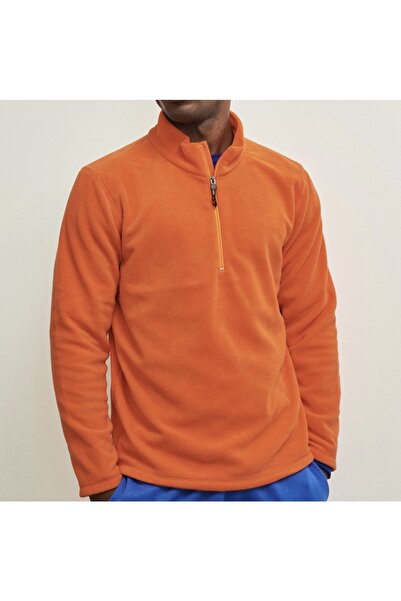 İşte Tişörtüm Turuncu Polar Sweatshirt Fermuarlı Yaka Outdoor