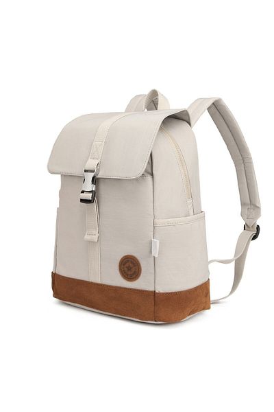 SMART BAGS 3092 Suede Λεπτομερές σακίδιο πλάτης Μπεζ Σχολικό με θήκη για φορητό υπολογιστή