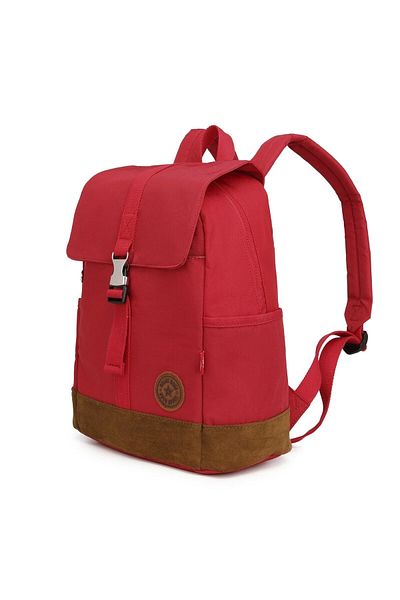 SMART BAGS 3092 Suede Detailed Backpack Red School Laptop Compartment