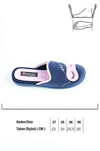 GEZER Kışlık Kadın Çıkarılabilir Cırtlı Taban Ev Terlik