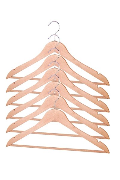 EZMK EV GEREÇLERİ Birinci Sınıf Cilalı Ahşap Elbise Askısı (12 ADET)