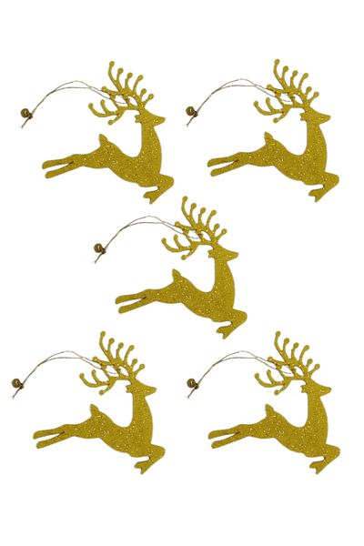 roco paper Christmas Tree Decoration Set - Glittered Felt Gift Package Decoration - 5 Pieces 10.5X10.5 cm G001