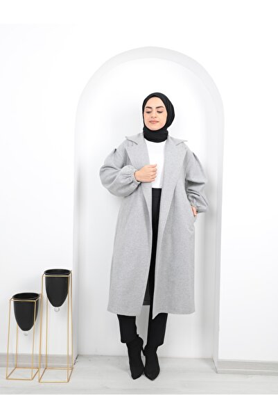 By Hacer Ayaydın Fashion Γυναικείο παλτό Hijab με μανίκια και ζώνη με κορδόνι\παλτό με βερνίκι