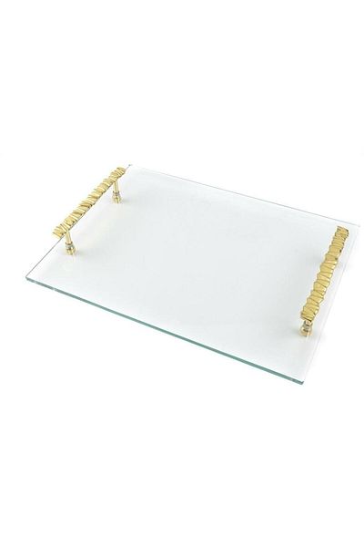 Mikasa Moor Glass Tray with Gold Holder 40x30x6cm