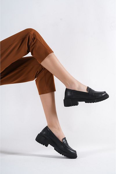 Weynes Black Masculine Women's High Sole Daily Loafer Shoes Wsb0214