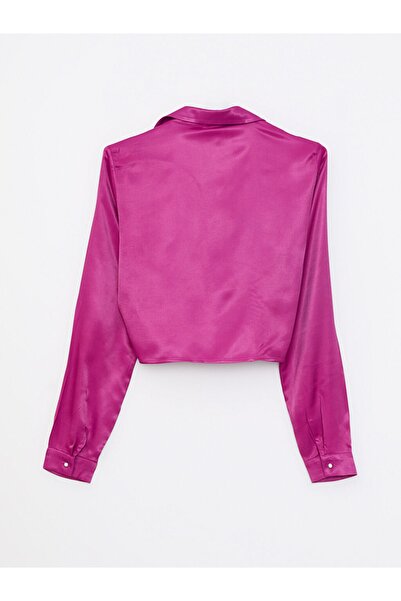 LC Waikiki Düz Uzun Kollu Saten Kadın Abiye Gömlek