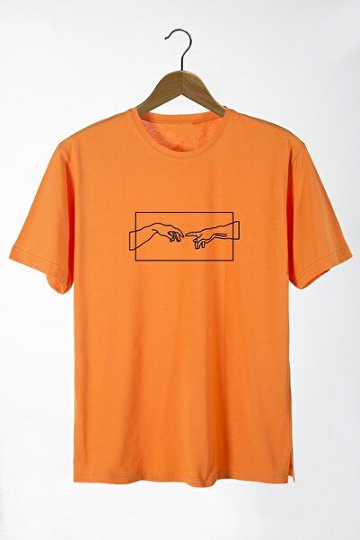 Pasage Tricou Azurco Oversize Portocaliu - Imprimat Adam