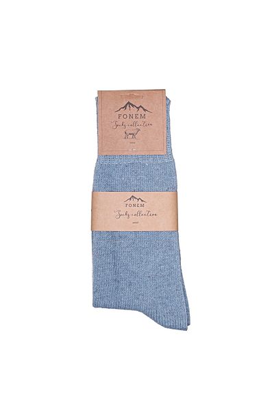 Fonem Men's Plain Seamless Wool Socks Fo 8000 Blue