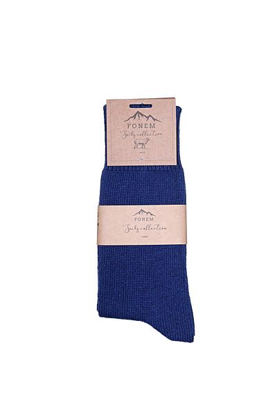 Fonem Men's Plain Seamless Wool Socks Fo 8000 Navy Blue