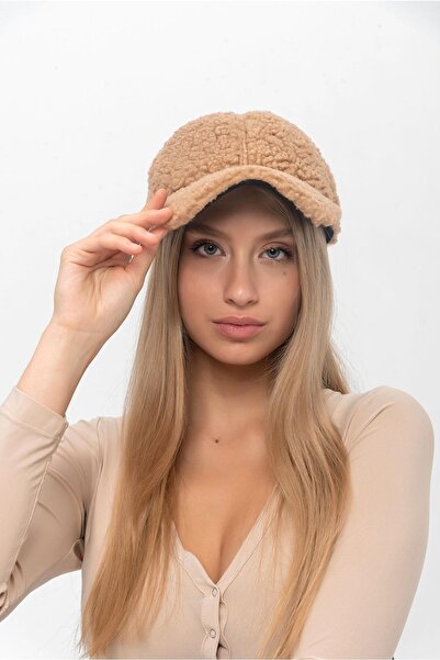 Saria Moda Șapcă de iarnă pentru femei din blană de cămilă