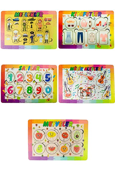 artı dekor 5'li Eğitici Çocuk Bultak Yabboz Puzzle Seti 3 14x20 Cm (BT 11-15)