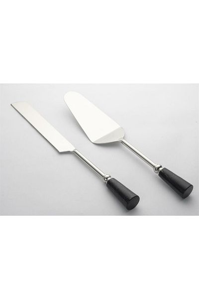 Mikasa Moor Silver Black 2-Piece Cake Serving Set