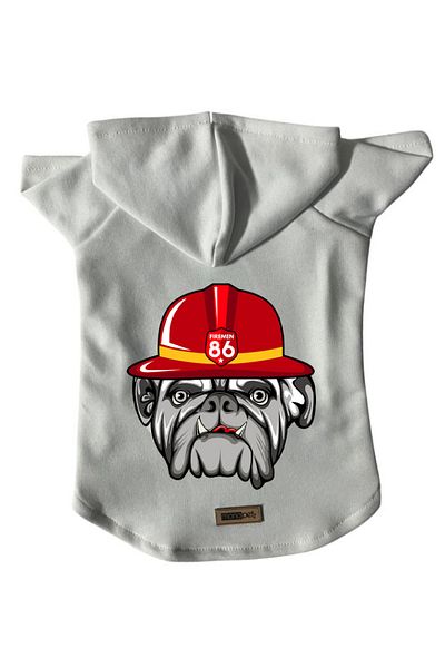 Monopetz Hooded Fleece Sweatshirt Dog And Cat Outfit & Dress - White Firemen
