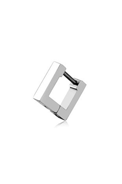 TREND COLLECTİON Unisex Silver Color Stainless Steel Square Earrings