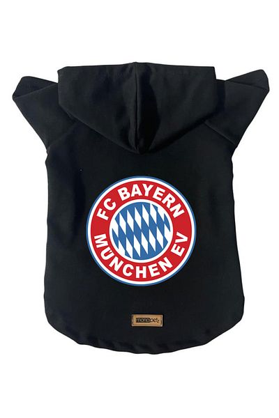 Monopetz Hooded Fleece Sweatshirt Dog And Cat Outfit & Dress - Black Bayern Munchen - Size L