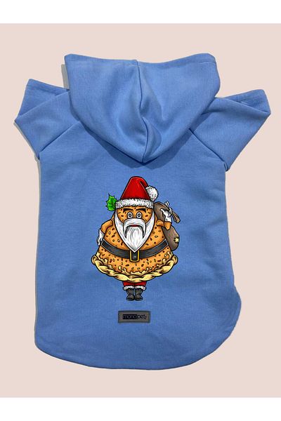 Monopetz Hooded Fleece Sweatshirt Dog And Cat Outfit & Dress - Blue Pizza Dad